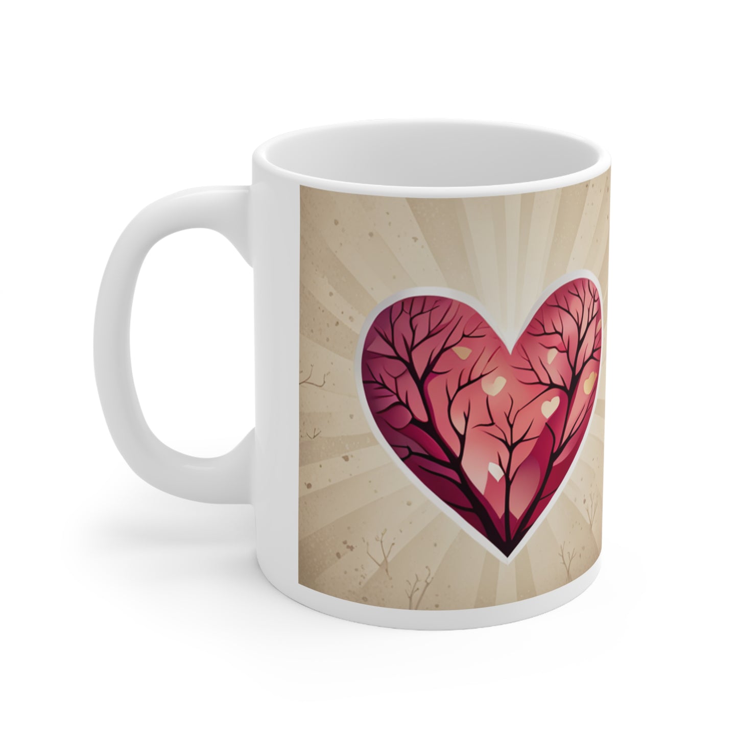 Coffee Mug - Heart Tree Ceramic Mug 11oz, Microwave and Dishwasher Safe